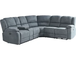 Sohvat<Beliani 5-Istuttava Kulmasohva Kangas Sahkosaadettava Usb-Portti Tummanharmaa Rokke