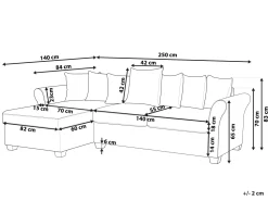 Sohvat<Beliani 3-Istuttava Kulmasohva Kangas Oikeak. Tummanpunainen Vikna