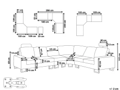 Sohvat<Beliani 6-Istuttava Kulmasohva Kangas Vasenk. Vaaleanharmaa Stockholm