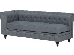 Sohvat<Beliani 6-Istuttava Kulmasohva Kangas Vasenk. Vaaleanharmaa Chesterfield