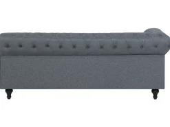 Sohvat<Beliani 6-Istuttava Kulmasohva Kangas Vasenk. Vaaleanharmaa Chesterfield