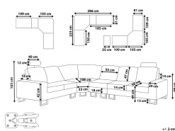 Sohvat<Beliani 6-Istuttava Kulmasohva Kangas Oikeak. Tummanharmaa Stockholm