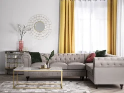 Outlet Beliani 6-Istuttava Kulmasohva Kangas Vasenk. Beige Chesterfield