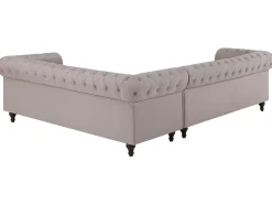 Outlet Beliani 6-Istuttava Kulmasohva Kangas Vasenk. Beige Chesterfield