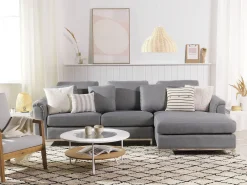 Discount Beliani 4-Istuttava Kulmasohva Kangas Vasenk. Vaaleanharmaa Oslo