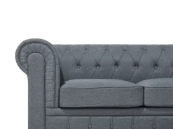 Flash Sale Beliani 6-Istuttava Kulmasohva Kangas Oikeak. Vaaleanharmaa Chesterfield