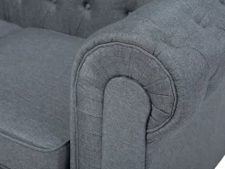 Flash Sale Beliani 6-Istuttava Kulmasohva Kangas Oikeak. Vaaleanharmaa Chesterfield