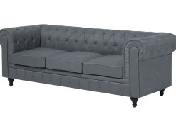 Flash Sale Beliani 6-Istuttava Kulmasohva Kangas Oikeak. Vaaleanharmaa Chesterfield