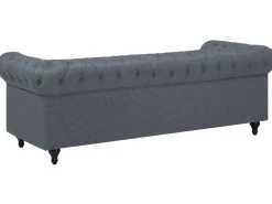 Flash Sale Beliani 6-Istuttava Kulmasohva Kangas Oikeak. Vaaleanharmaa Chesterfield