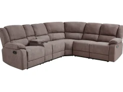 Sohvat<Beliani 5-Istuttava Kulmasohva Kangas Sahkosaadettava Usb-Portti Ruskeanharmaa Rokke