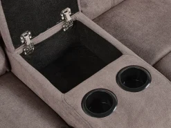 Sohvat<Beliani 5-Istuttava Kulmasohva Kangas Sahkosaadettava Usb-Portti Ruskeanharmaa Rokke