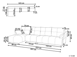 Sohvat<Beliani 4-Istuttava Kulmasohva Kangas Oikeak. Vaaleanharmaa Tomra