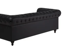 Store Beliani 6-Istuttava Kulmasohva Keinonahka Oikeak. Musta Chesterfield