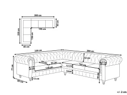 Store Beliani 6-Istuttava Kulmasohva Keinonahka Oikeak. Musta Chesterfield