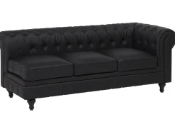 Store Beliani 6-Istuttava Kulmasohva Keinonahka Oikeak. Musta Chesterfield