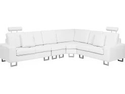 Hot Beliani 6-Istuttava Kulmasohva Nahka Vasenk. Valkoinen Stockholm