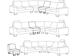 Hot Beliani 6-Istuttava Kulmasohva Nahka Vasenk. Valkoinen Stockholm