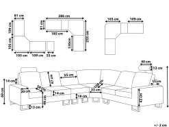 Hot Beliani 6-Istuttava Kulmasohva Nahka Vasenk. Valkoinen Stockholm