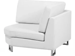 Hot Beliani 6-Istuttava Kulmasohva Nahka Vasenk. Valkoinen Stockholm