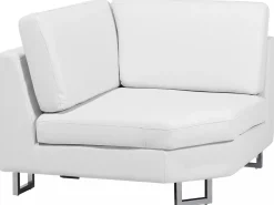 Hot Beliani 6-Istuttava Kulmasohva Nahka Vasenk. Valkoinen Stockholm