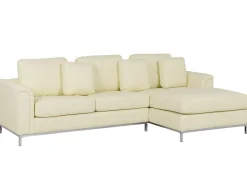 Sohvat<Beliani 4-Istuttava Kulmasohva Nahka Vasenk. Kermanvalkoinen Oslo