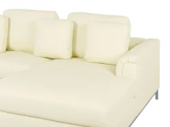 Sohvat<Beliani 4-Istuttava Kulmasohva Nahka Vasenk. Kermanvalkoinen Oslo