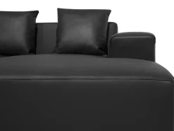Sohvat<Beliani 3-Istuttava Kulmasohva Nahka Vasenk. Musta Lungo