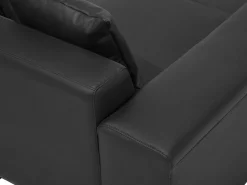 Sohvat<Beliani 3-Istuttava Kulmasohva Nahka Vasenk. Musta Lungo