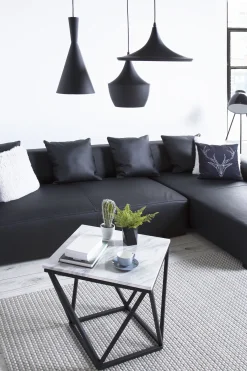 Sohvat<Beliani 3-Istuttava Kulmasohva Nahka Vasenk. Musta Lungo