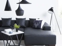 Sohvat<Beliani 3-Istuttava Kulmasohva Nahka Vasenk. Musta Lungo