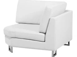 Sohvat<Beliani 6-Istuttava Kulmasohva Nahka Oikeak. Valkoinen Stockholm