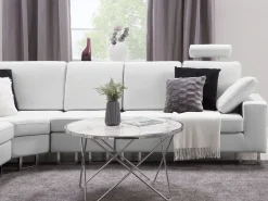 Sohvat<Beliani 6-Istuttava Kulmasohva Nahka Oikeak. Valkoinen Stockholm