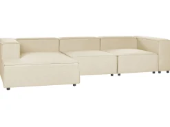 Sohvat<Beliani 3-Istuttava Kulmasohva Pellava Oikeak. Beige Aprica