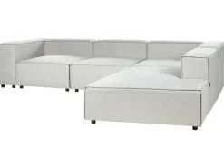 Sohvat<Beliani 3-Istuttava Kulmasohva Pellava Vasenk. Vaaleanharmaa Aprica