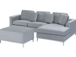 Best Sale Beliani 4-Istuttava Kulmasohva Rahilla Sametti Vasenk. Harmaa Oslo