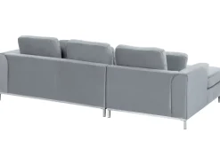 Best Sale Beliani 4-Istuttava Kulmasohva Rahilla Sametti Vasenk. Harmaa Oslo