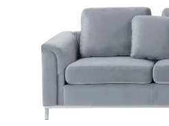 Best Sale Beliani 4-Istuttava Kulmasohva Rahilla Sametti Vasenk. Harmaa Oslo