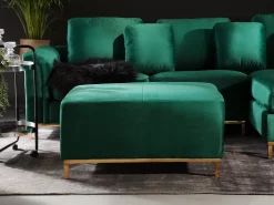 Sohvat<Beliani 4-Istuttava Kulmasohva Rahilla Sametti Vasenk. Tummanvihrea Oslo