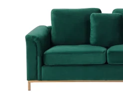 Sohvat<Beliani 4-Istuttava Kulmasohva Rahilla Sametti Vasenk. Tummanvihrea Oslo