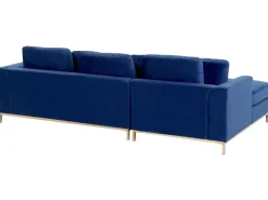 Shop Beliani 4-Istuttava Kulmasohva Rahilla Sametti Vasenk. Tummansininen Oslo