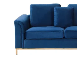 Shop Beliani 4-Istuttava Kulmasohva Rahilla Sametti Vasenk. Tummansininen Oslo