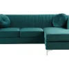 Cheap Beliani 3-Istuttava Kulmasohva Sametti Vasenk. Smaragdinvihrea Timra