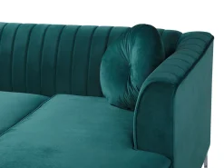 Cheap Beliani 3-Istuttava Kulmasohva Sametti Vasenk. Smaragdinvihrea Timra