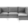 Sohvat<Beliani 4-Istuttava Kulmasohva Sametti Vasenk. Harmaa Evja