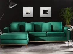 Sohvat<Beliani 4-Istuttava Kulmasohva Sametti Oikeak. Tummanvihrea Oslo