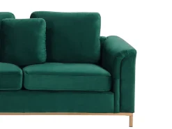 Sohvat<Beliani 4-Istuttava Kulmasohva Sametti Oikeak. Tummanvihrea Oslo