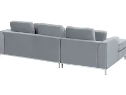 Sohvat<Beliani 4-Istuttava Kulmasohva Sametti Vasenk. Harmaa Oslo