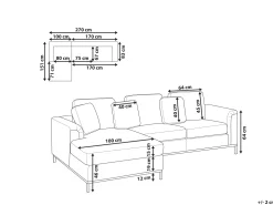 Best Beliani 4-Istuttava Kulmasohva Sametti Oikeak. Tummansininen Oslo