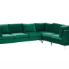 Sohvat<Beliani 6-Istuttava Kulmasohva Sametti Vasenk. Vihrea Evja