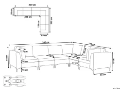 Sohvat<Beliani 6-Istuttava Kulmasohva Sametti Vasenk. Vihrea Evja